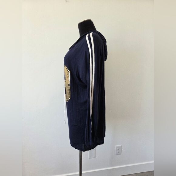 Free Kisses 23 Plus Size 1X Navy Hooded Sweatshirt Lightweight Sporty Casual - Picture 3 of 10